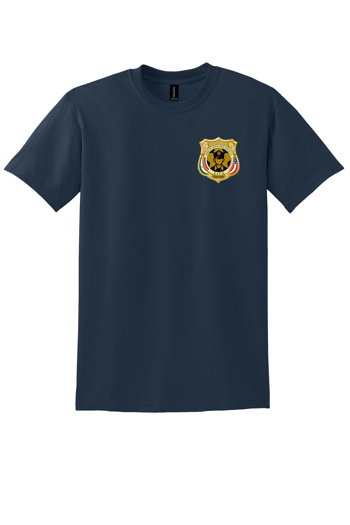 10 Years Indian Officers Society 50/50 T-Shirt 8000 front IOS badge