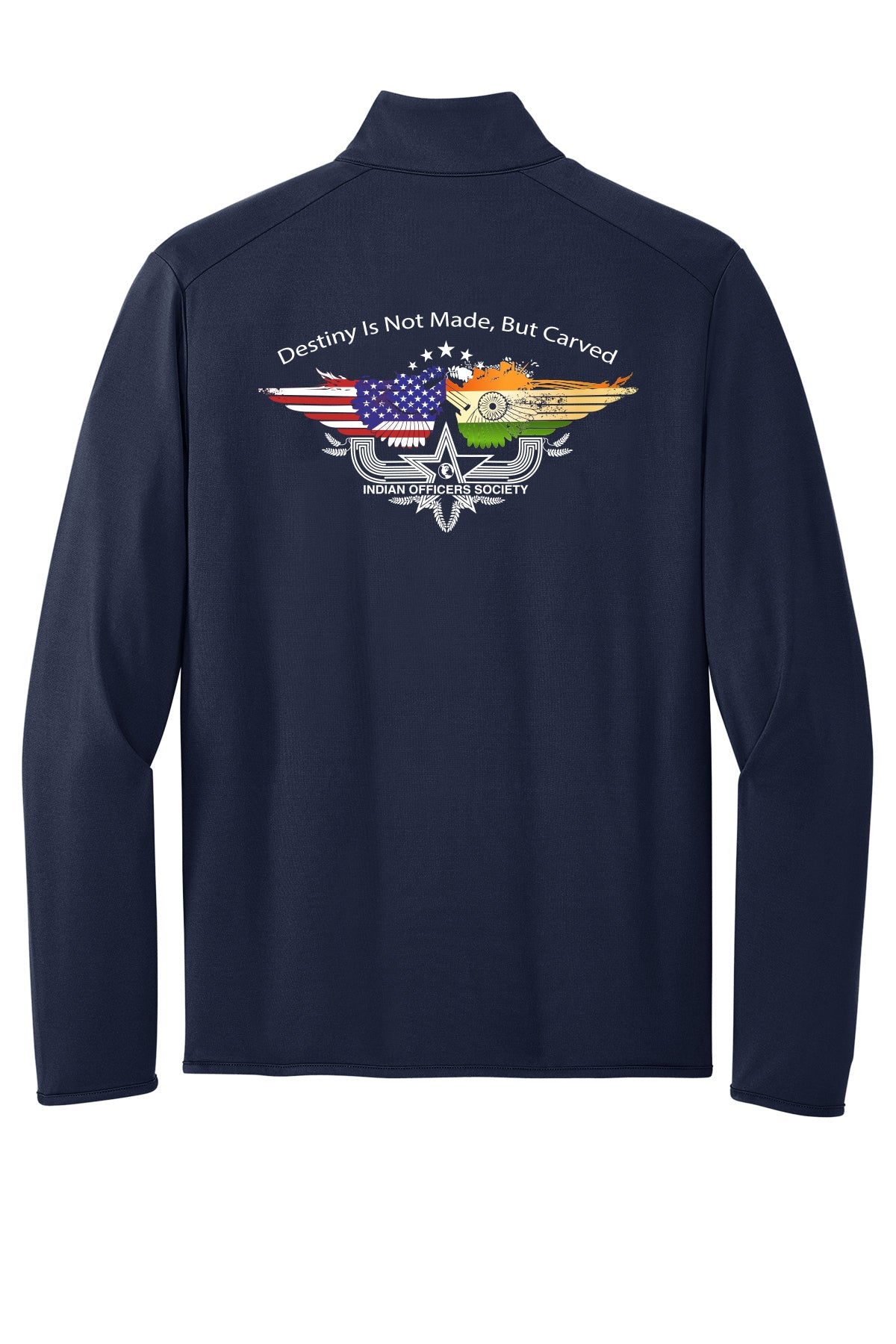 IOS Indian Officers Society Full-Zip Stretch Fleece K595 back design in Navy