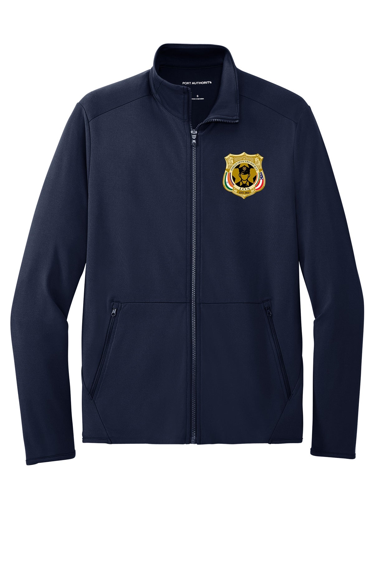 10 Years Indian Officers Society Full-Zip Stretch Fleece K595 front IOS badge