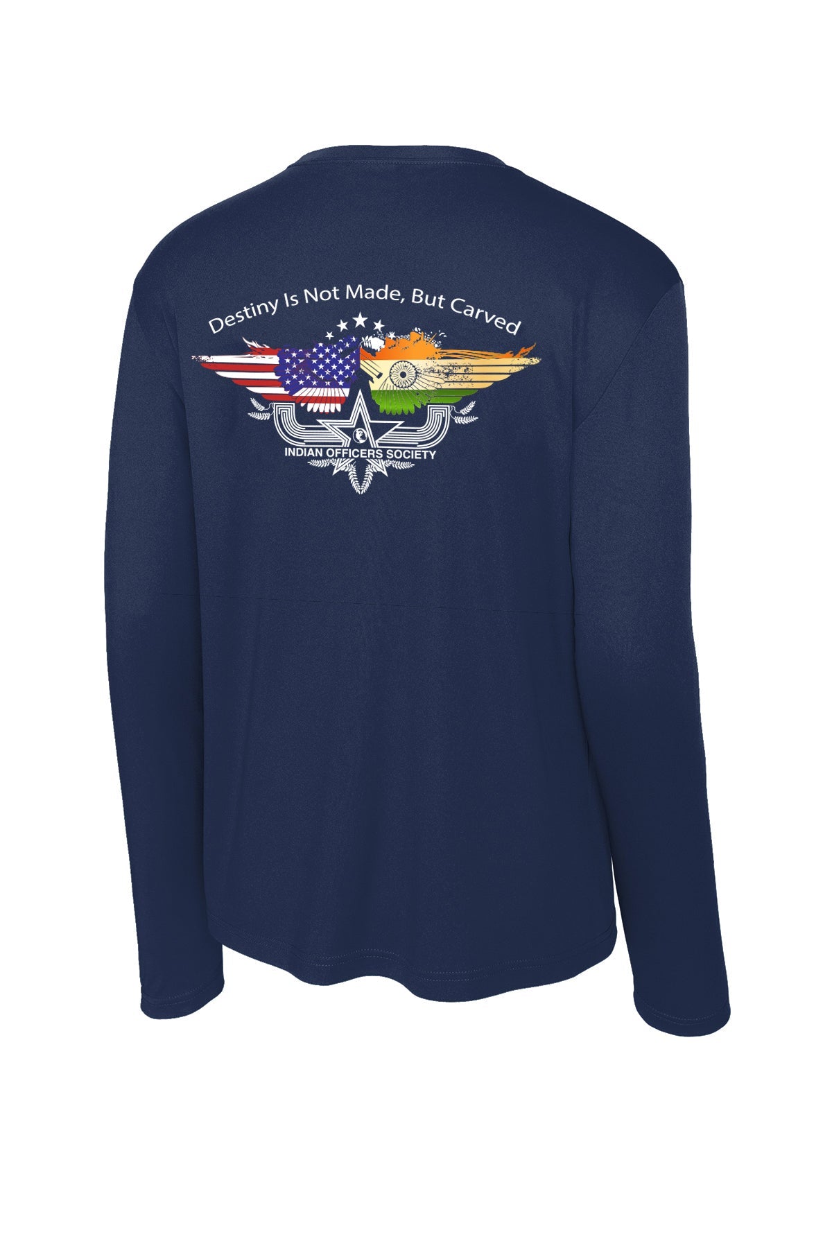 IOS Indian Officers Society Performance Long Sleeve ST350LS back design in True Navy