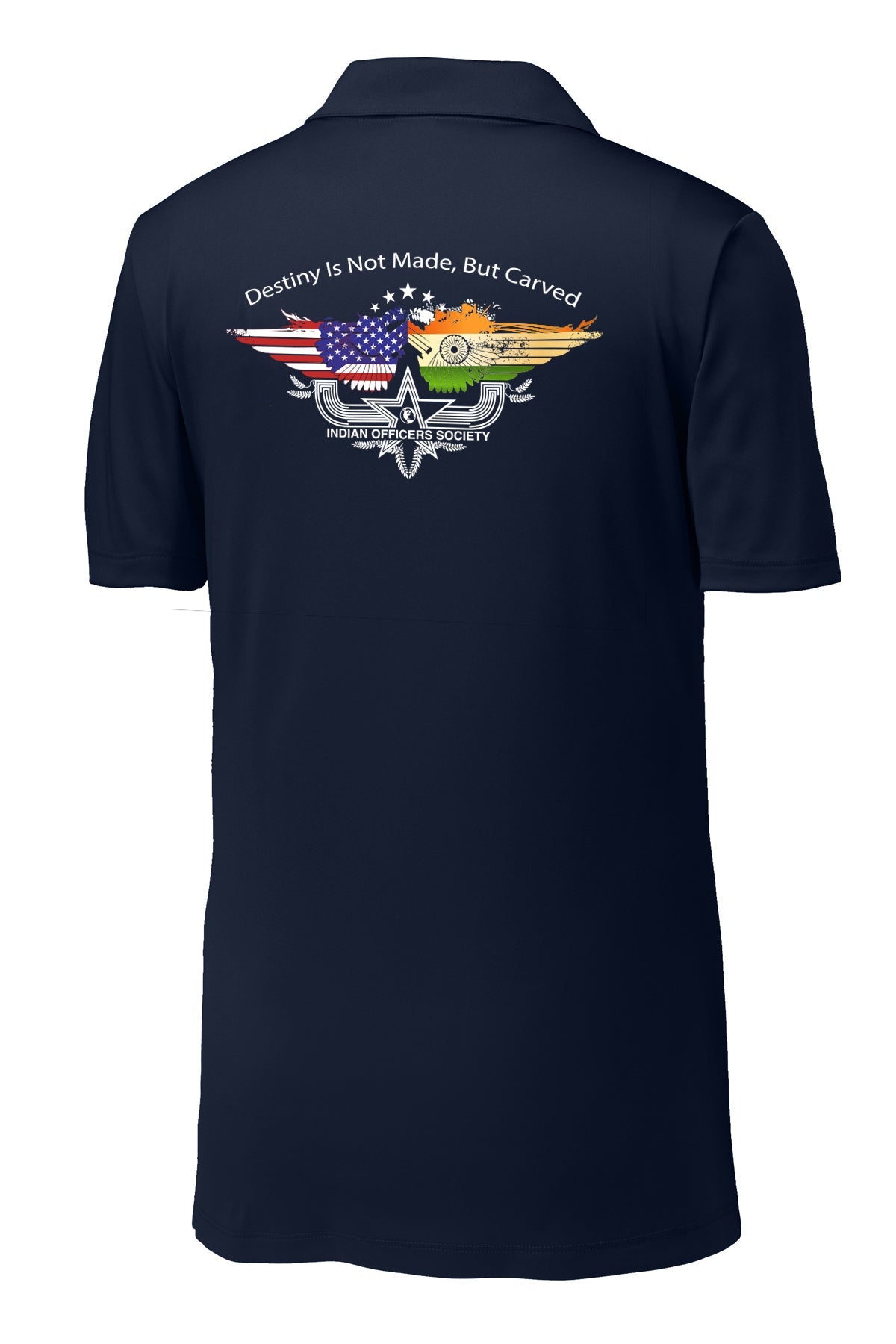 IOS Indian Officers Society Performance Polo ST550 back design in True Navy