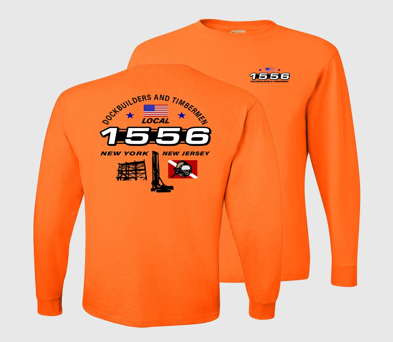 Dockbuilders & Timbermen Local 1556 Long Sleeve - Safety Orange