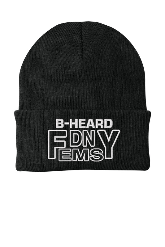 FDNY EMS Station 90 B-HEARD embroidered CP90 cuffed beanie in black