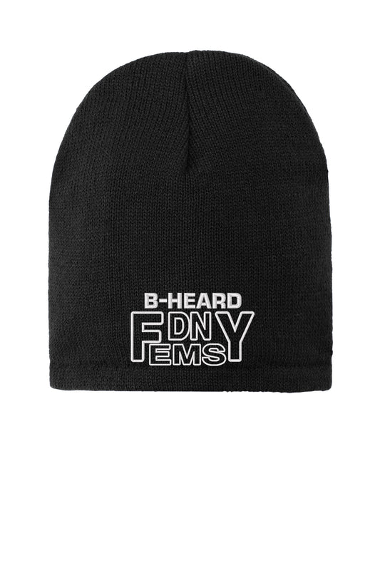 FDNY EMS Station 90 B-HEARD embroidered CP91L fleece-lined beanie in black